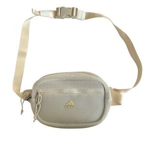 Adidas Cream Mesh Waist Fanny Pack Bag Adjustable Strap Small Crossbody